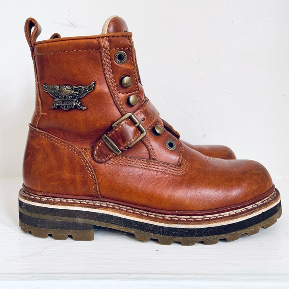 Harley Davidson Vintage Women’s Brown Leather Moto Boots Size 7 - Picture 15 of 15